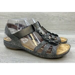 Flexus Women's Sandal Leather Gray 9‎ Orthotic Casual Comfort Shoes